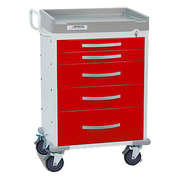 5-Drawer Cart, Break Away Lock, Red