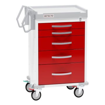 5-Drawer Cart, Break Away Lock, Red