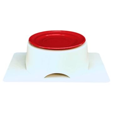 Ceramic Set of Meal Lifter Dining Aid, 9 Inch Round Dinner Plate, White Silicone Placemat - Red