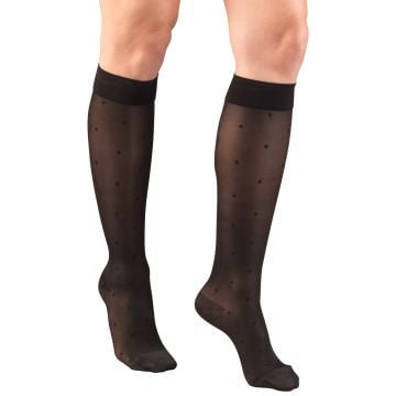 TRUFORM 1782 Sheer Women's Compression Stockings 15-20 mmHg, Knee High, Dot Pattern