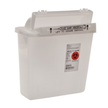 5 Quart Sharps Container With Counter-Balanced Lid - Translucent Base