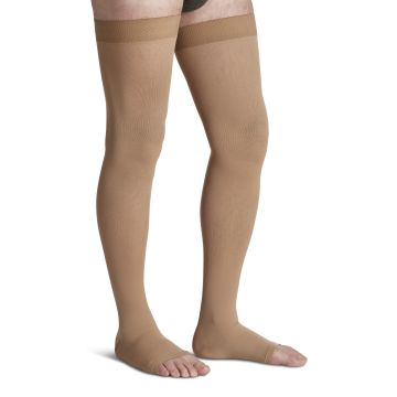 Sigvaris 862N Select Comfort Thigh High Open Toe 20-30 mmHg Compression Stockings, Light Beige