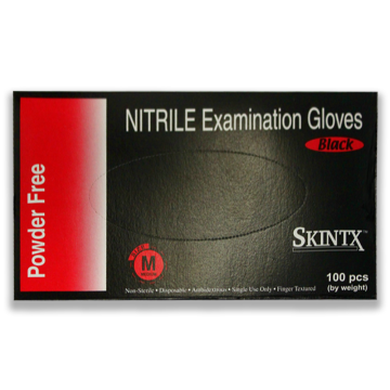 SKINTX Black Nitrile Powder-Free Exam Gloves