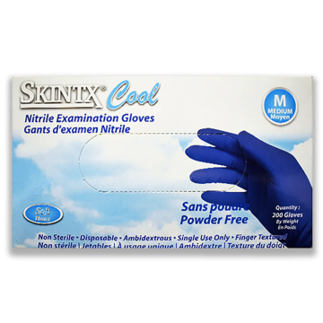 SKINTX Cool Blue Soft Nitrile Exam Powder-Free Gloves