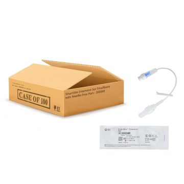 6 Inch Tubing, 0.2 mL Priming Volume, Needle-Free Port, Pressure Rated, Smallbore, Slide Clamp, without Filter - Case of 100