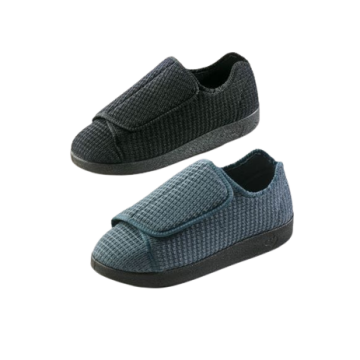 Mens Extra Extra Wide Slip Resistant Slippers in black and steel