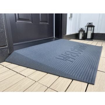 EZ-ACCESS TRANSITIONS Grey Angled Entry Mat - Welcome