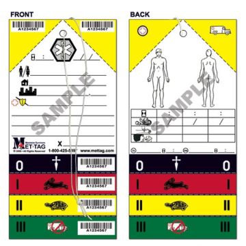 MT-137 Medical Emergency Triage Tag With Color Coded Tear-off Tabs