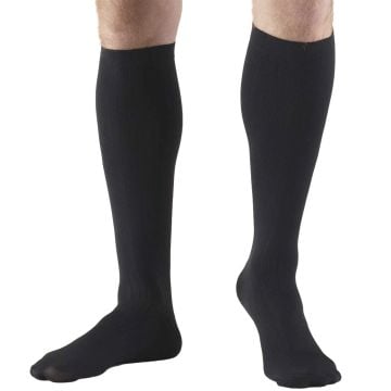 TRUFORM Men's Dress Knee High 30-40 mmHg Crew / Dress Compression Socks, Closed Toe