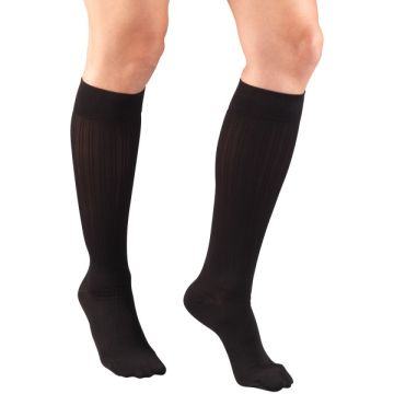 TRUFORM Women's Rib Pattern Trouser Compression Socks 10-20 mmHg, Closed Toe