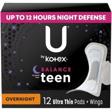 U Kotex for Teens Super Premium Ultra Thin Overnight Pads With Wings
