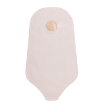 Urostomy Pouch with Fold Over Tab Transparent with 1-Sided Comfort Panel 9 Inch