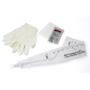 14 French Vinyl Coude Tip with PVI Swabs, Latex-Free Gloves, and Underpad