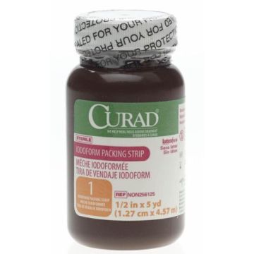 Medline CURAD Iodoform Gauze 1/2 in x 5 yd Packing Strips - Sterile