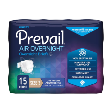 Prevail Air Overnight Briefs | Size 3 | 15 Count