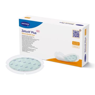 Zetuvit Plus Silicone Border Oval, 4.7 in x 9 in