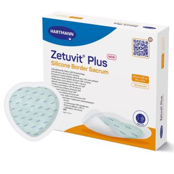 9x9 inch Zetuvit Plus Silicone Border Sacrum