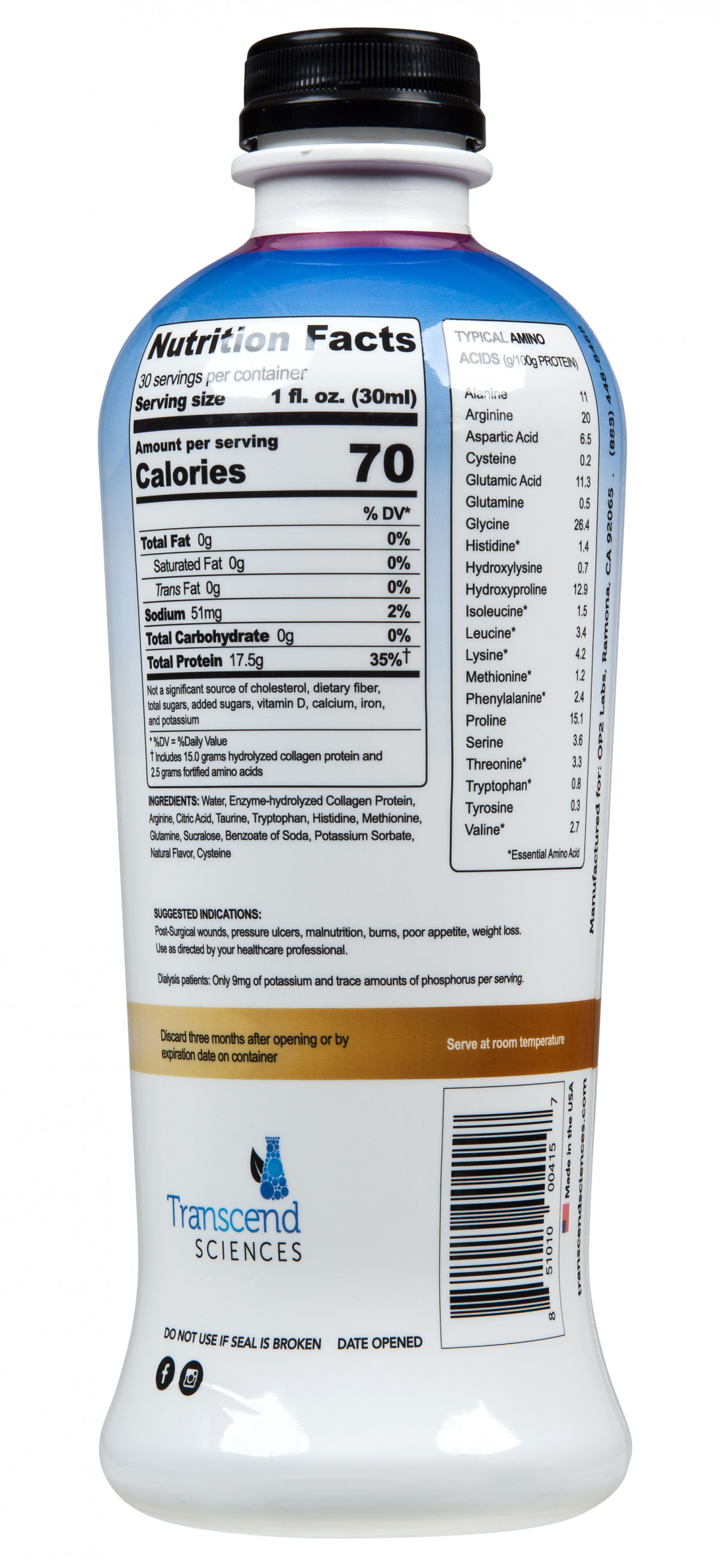 Transcend Sciences ProT Gold Liquid Protein 851010004157, 851010004249 ...