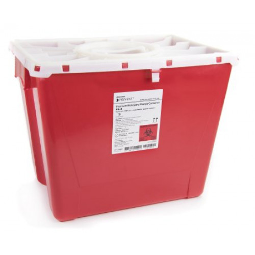 2 Gallon Red Prevent Sharps Disposal Container with Locking Translucent Lid 047