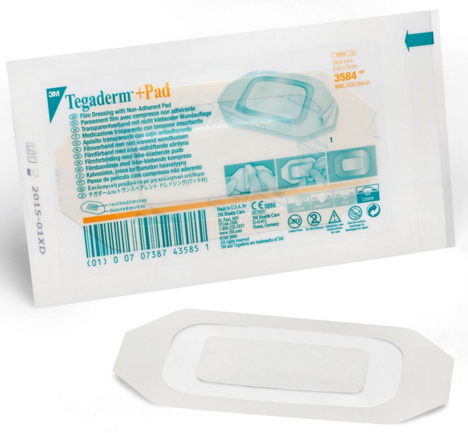 3M 3584 Tegaderm +Pad Transparent Dressing 23/8 x 4 Vitality Medical