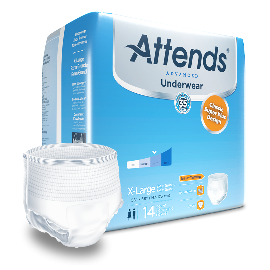 Attends Advanced Underwear Super Absorbency Youth, Medium, Large