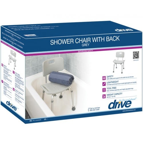 Drive Medical KD Aluminum Bath Bench w/Back 12202KD4 Vitality Medical