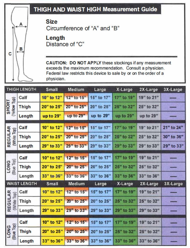 Ted Anti Embolism Size Chart