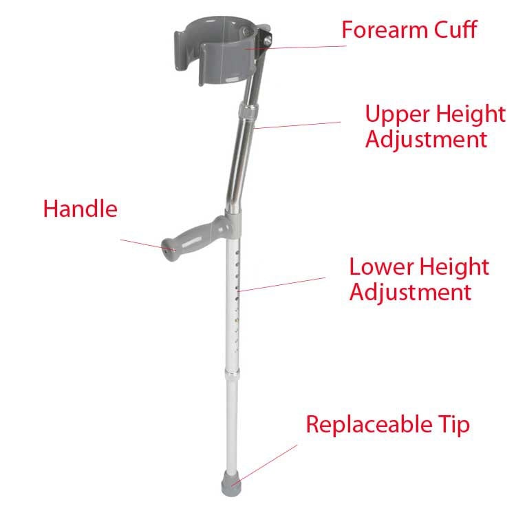 Medline Forearm Crutches, Aluminum MDS805161, MDS805160, MDS805162