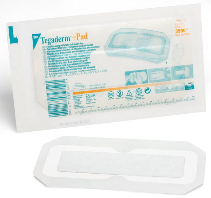 3M 3590 Tegaderm +Pad Transparent Dressing 31/2 x 8 Vitality Medical