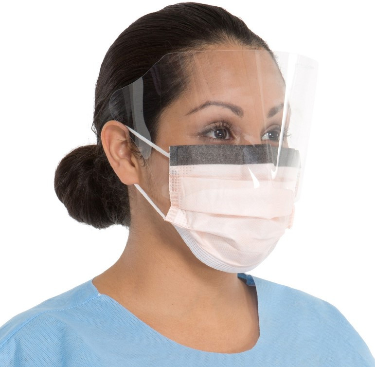 FluidShield Procedure Mask w/Face Shield 47137, 47147