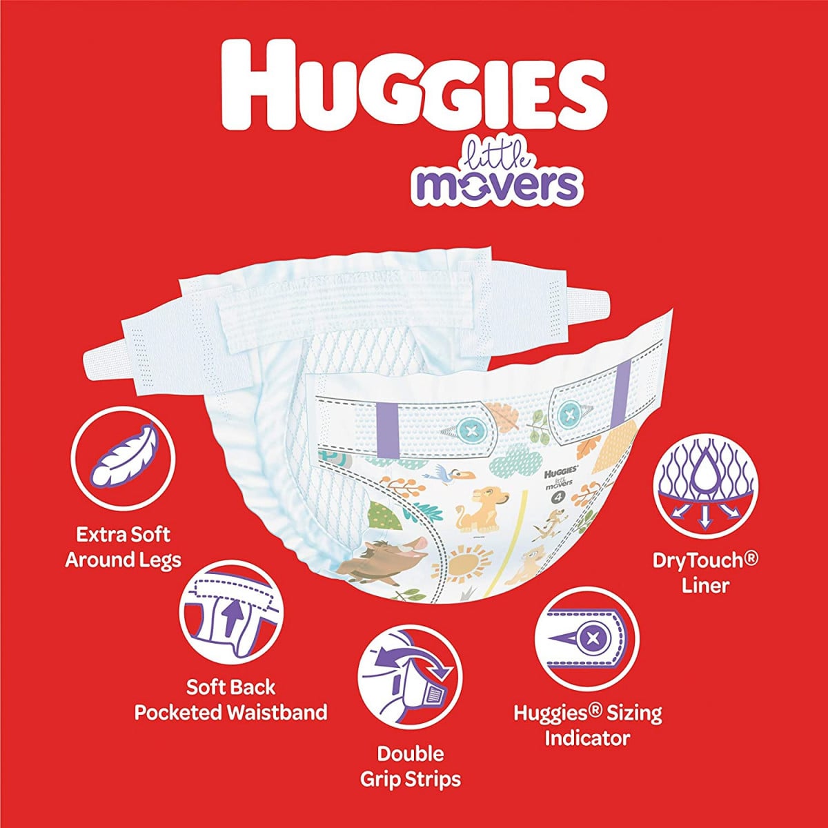 Huggies Lilttle Movers Baby Diapers with Grip Tabs, Wetness Indicator, and Leak Lock Technology