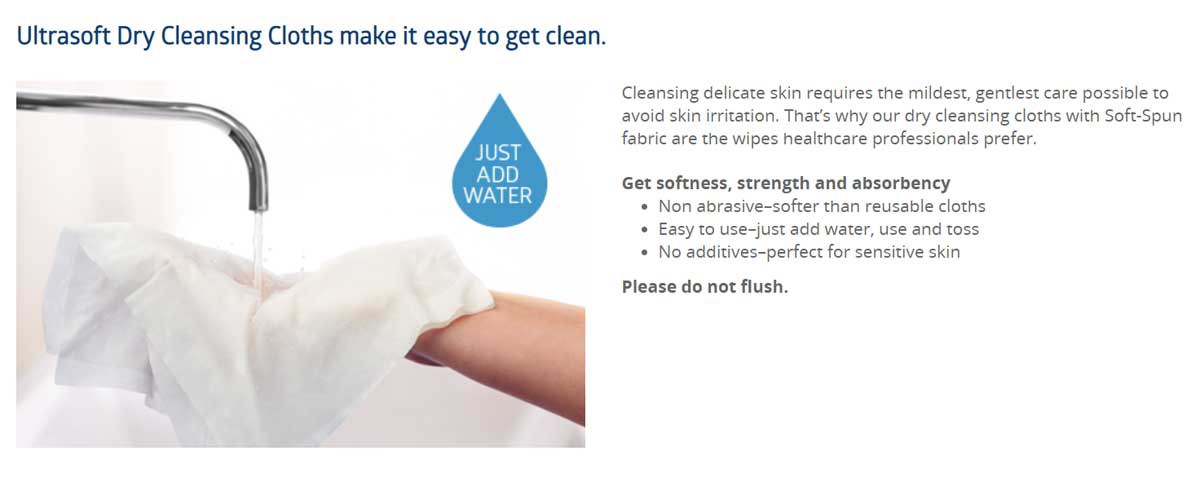 Medline Ultrasoft Disposable Dry Cleansing Cloth Wipe