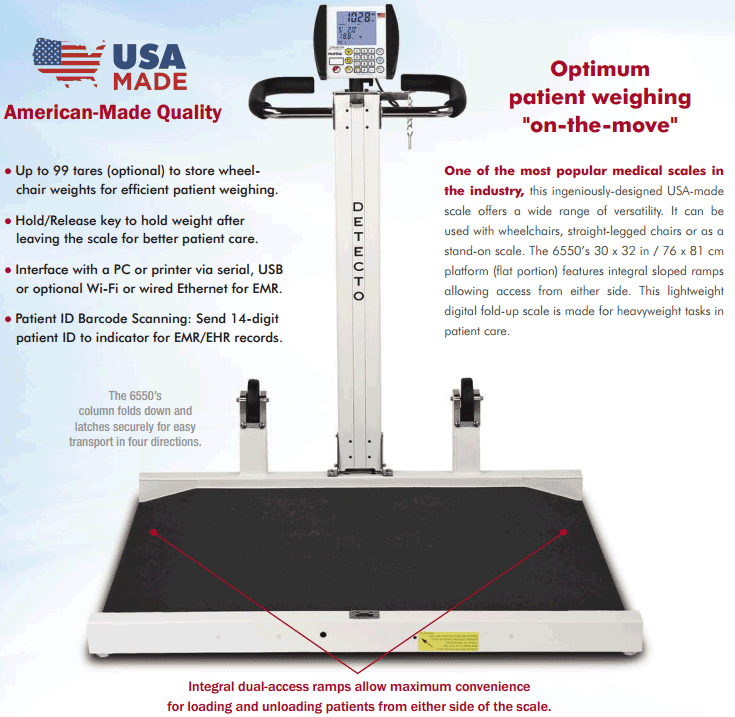 Detecto 6550 Folding Portable Wheelchair Scale Detecto