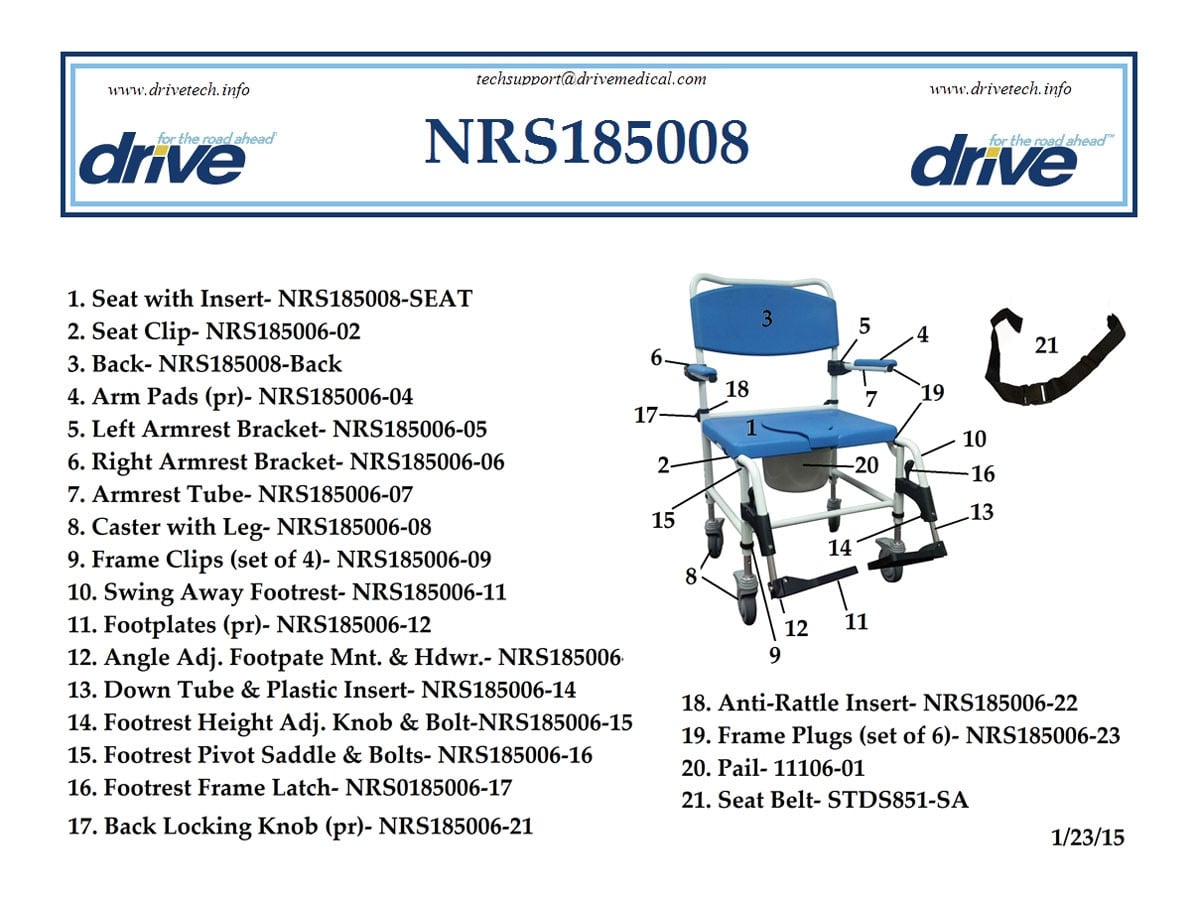Drive Bariatric Aluminum Rehab Shower Commode Chair w/Two RearLocking