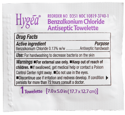 Hygea BZK Wipe Package