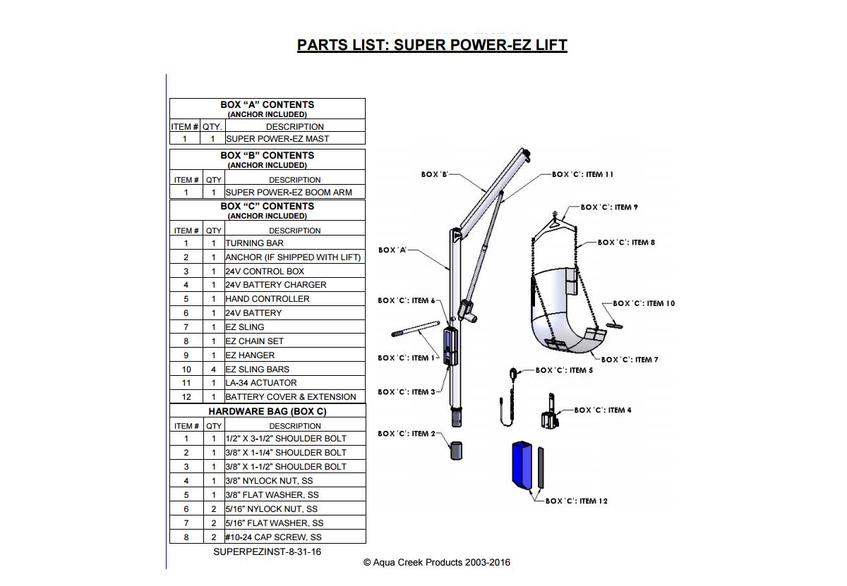 Super Power EZ Lift Parts