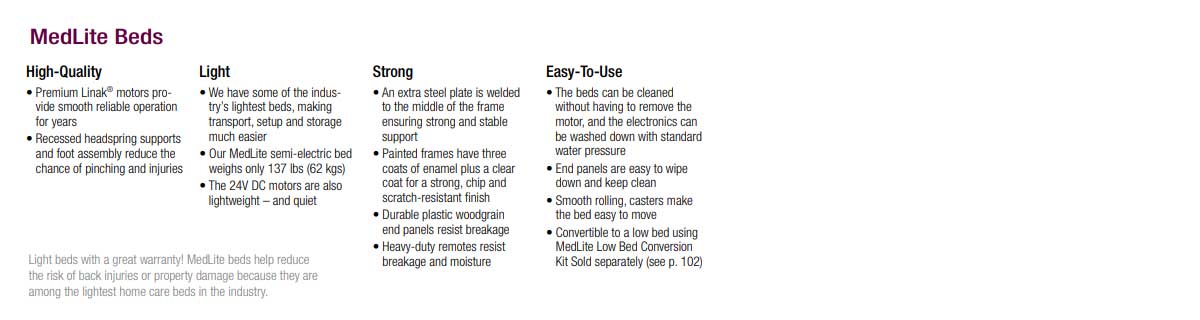 Medlite Bed Features
