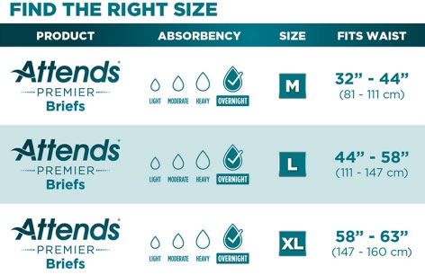 Attends Size Chart