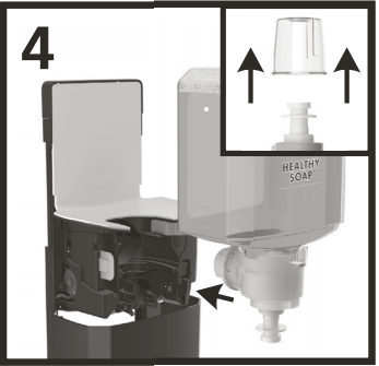 Fourth step of the installation of the refill