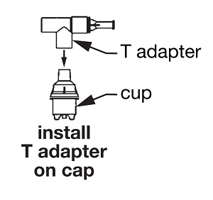 Image demonstrating the attachment of the T adaptor and cup