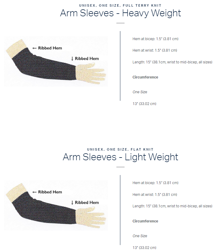 Limbkeepers Full Arm Sleeves, Heavy & Light Weight