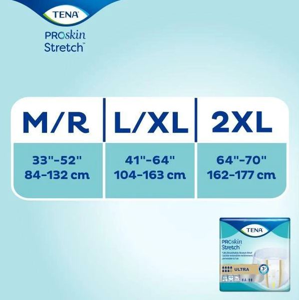 Sizing Chart for Tena Stretch Ultra Briefs