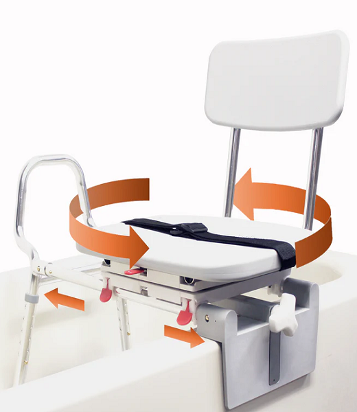 Eagle Transfer Bench legs with arrows demonstrating adjustable height.