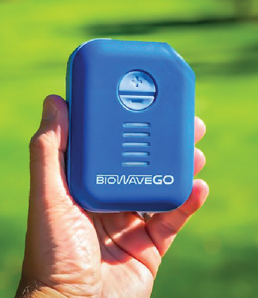 A BioWave device fits easily in a user's hand