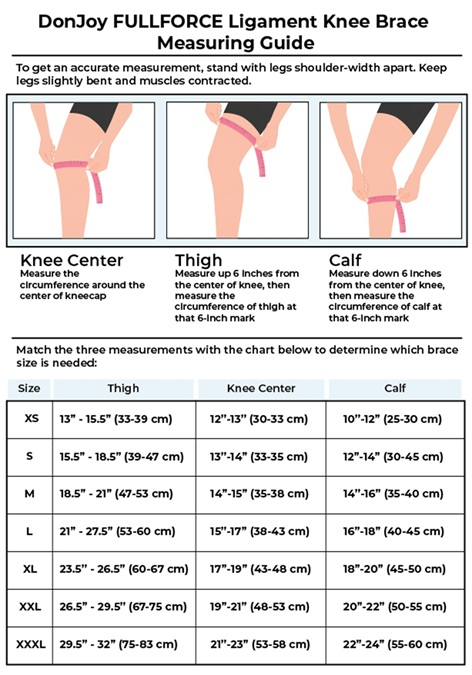 Knee Braces Size Chart