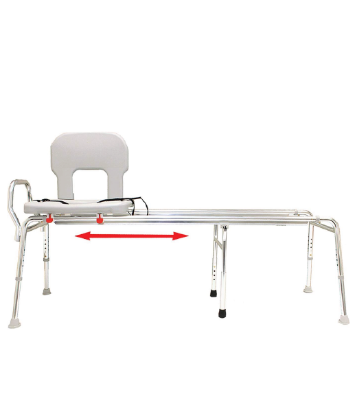 The Eagle Health Transfer Bench set to its maximum length