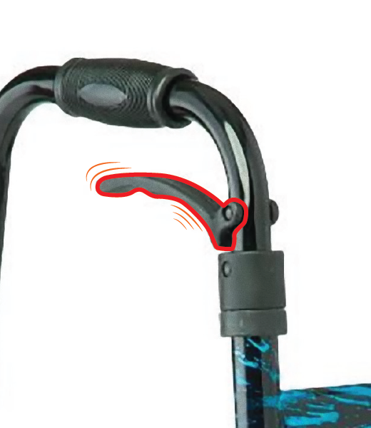 The handle and trigger mechanism of the Medline Trigger Walker.