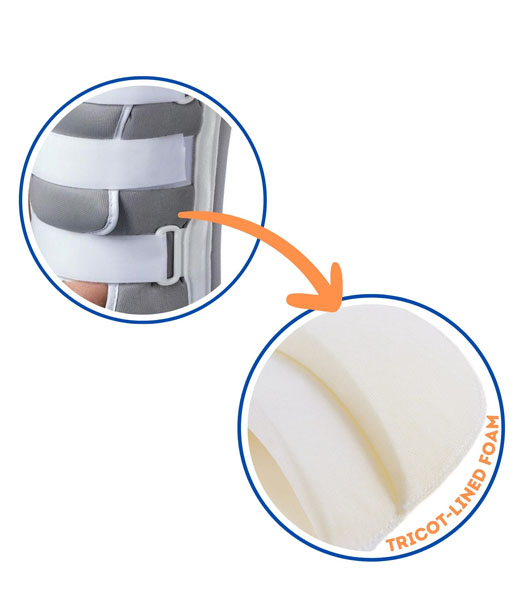 Knee immobilizer's foam interior.