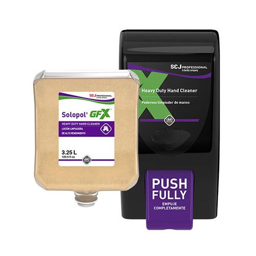 A 3.25-liter refill cartridge with the black soap dispenser