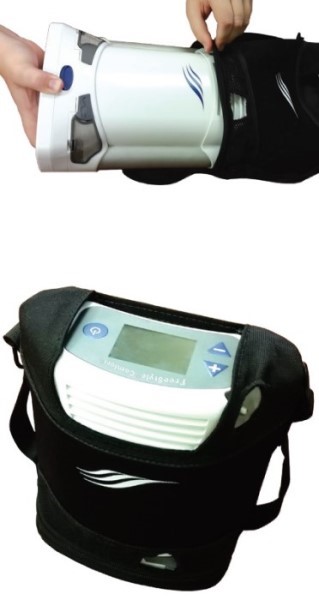 The concentrator is placed in the convenient carry bag